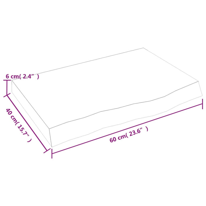 Blat de masă maro 60x40x(2-6) cm, lemn masiv stejar tratat