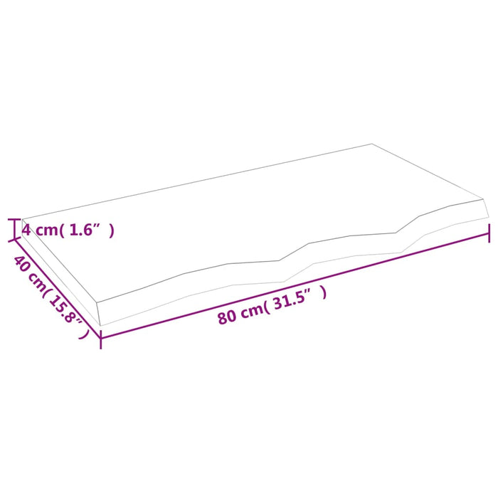 Blat de masă maro 80x40x(2-4) cm, lemn masiv stejar tratat