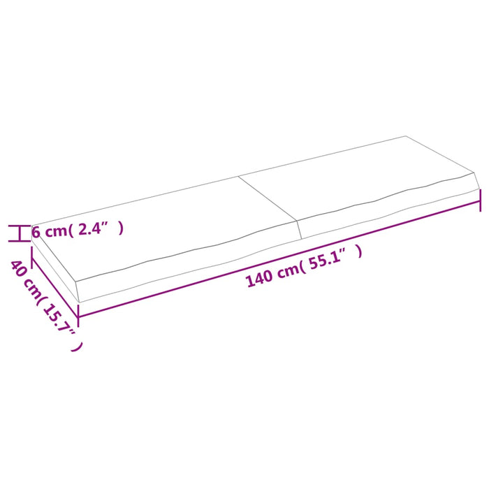 Blat de masă maro 140x40x(2-6) cm, lemn masiv stejar tratat