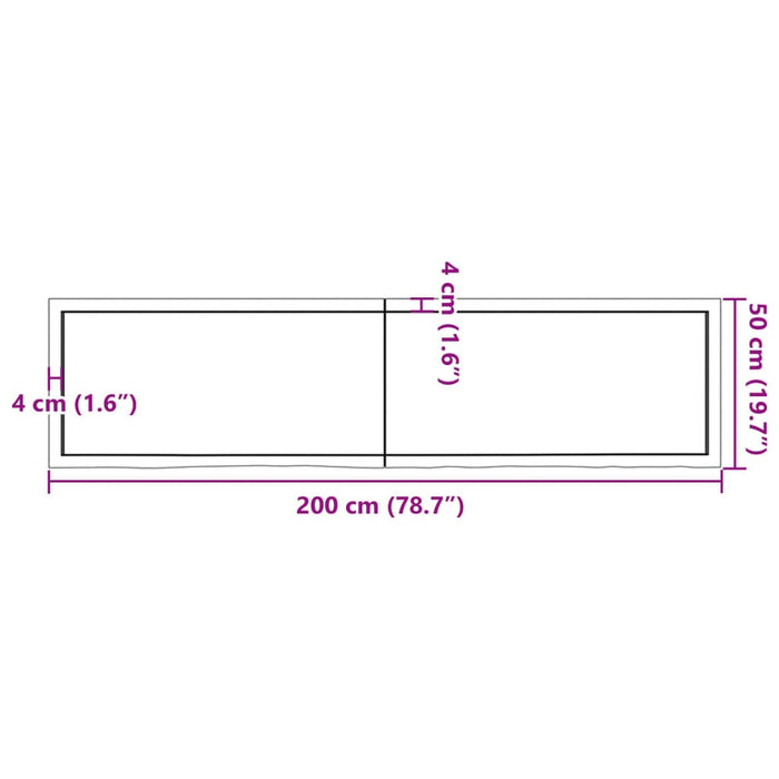 Blat de masă maro 200x50x(2-6) cm, lemn masiv stejar tratat