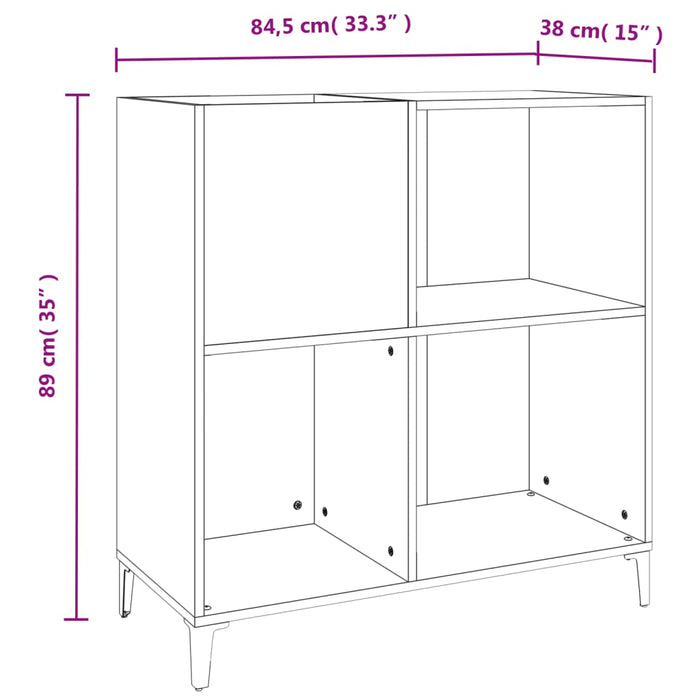 Comodă de discuri, alb, 84,5x38x89 cm, lemn compozit