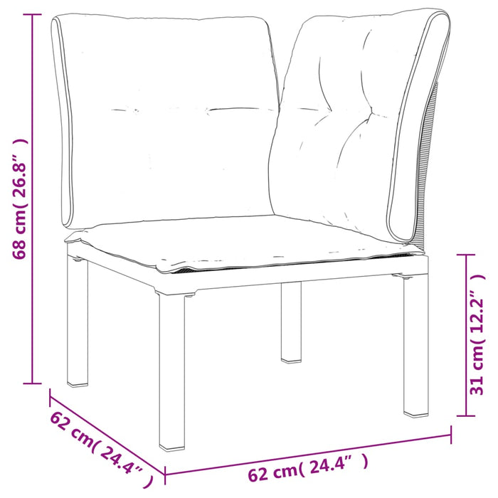 Set mobilier de grădină cu perne, 3 piese, negru/gri, poliratan