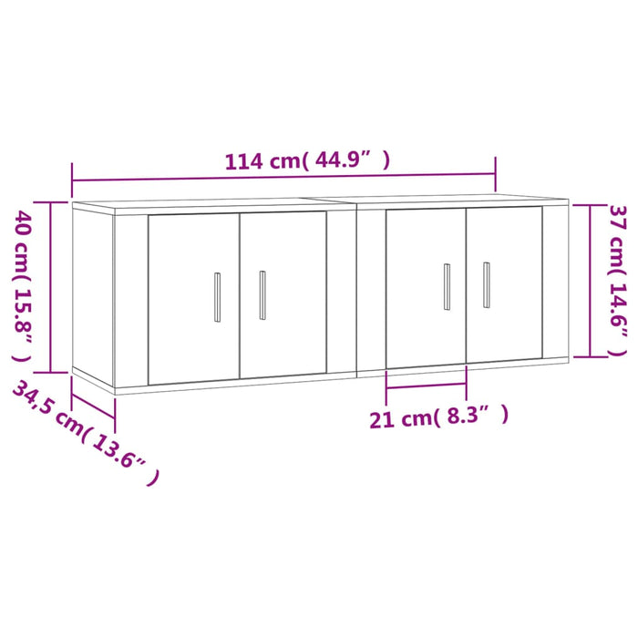 Dulapuri TV montate pe perete, 2 buc., alb, 57x34,5x40 cm