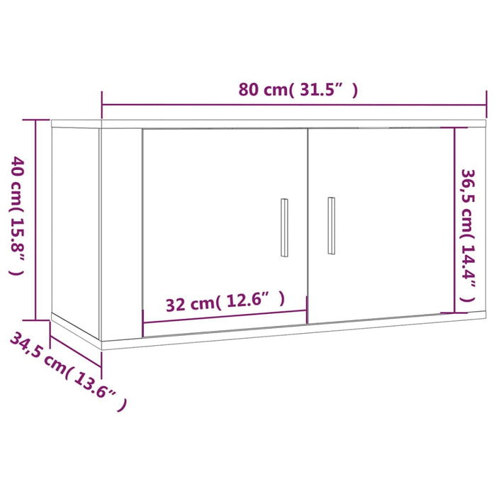 Dulapuri TV montate pe perete, 3 buc., alb, 80x34,5x40 cm