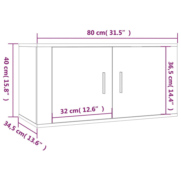 Dulapuri TV montate pe perete 3 buc. stejar afumat 80x34,5x40cm