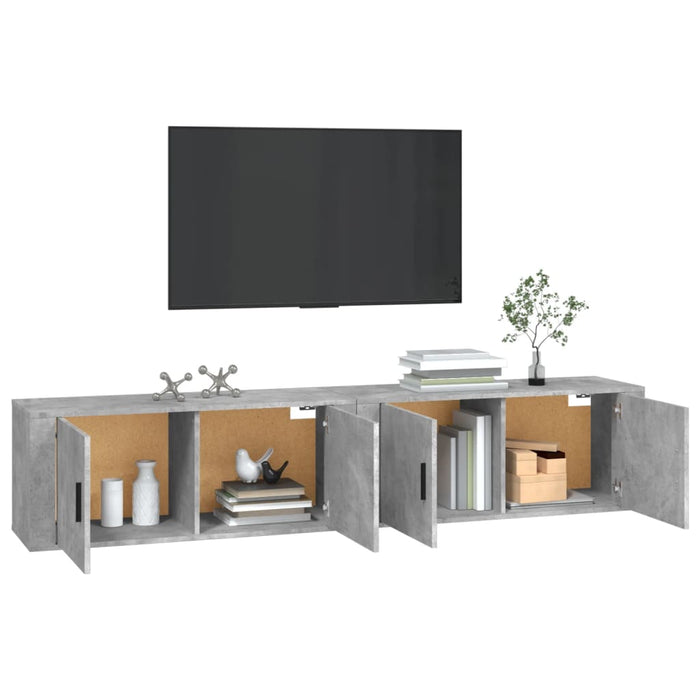 Dulapuri TV montate pe perete, 2 buc., gri beton, 100x34,5x40cm