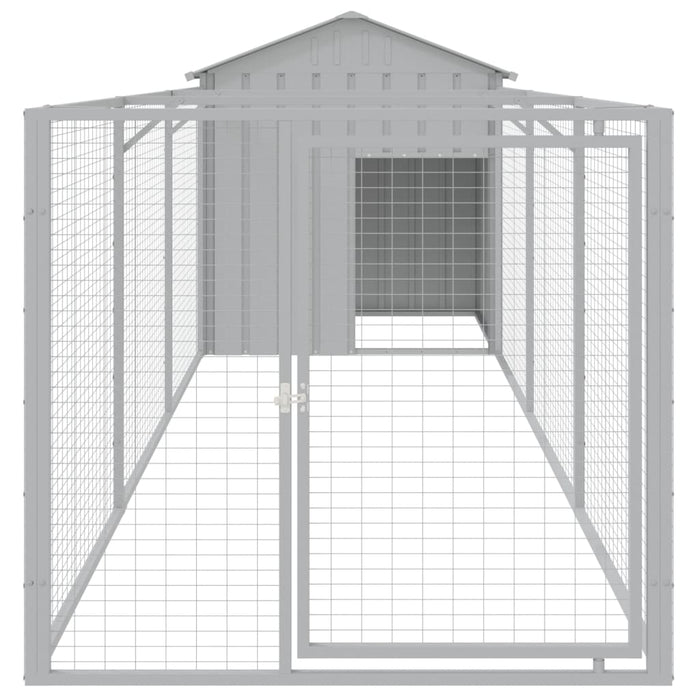 Casă câine & acoperiș gri deschis 117x405x123cm oțel galvanizat