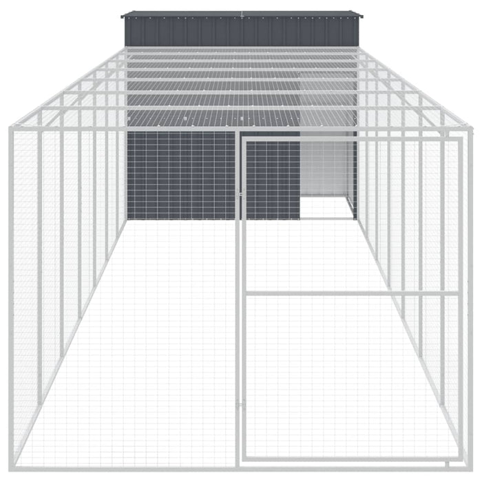 Cușcă de câine cu țarc antracit 214x865x181 cm oțel galvanizat