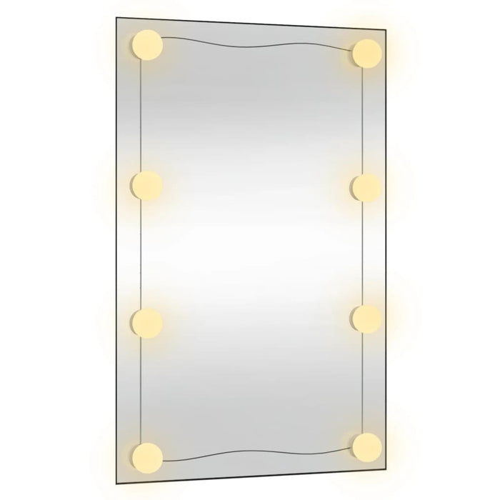 Oglindă de perete cu lumini LED 50x80 cm sticlă dreptunghiular