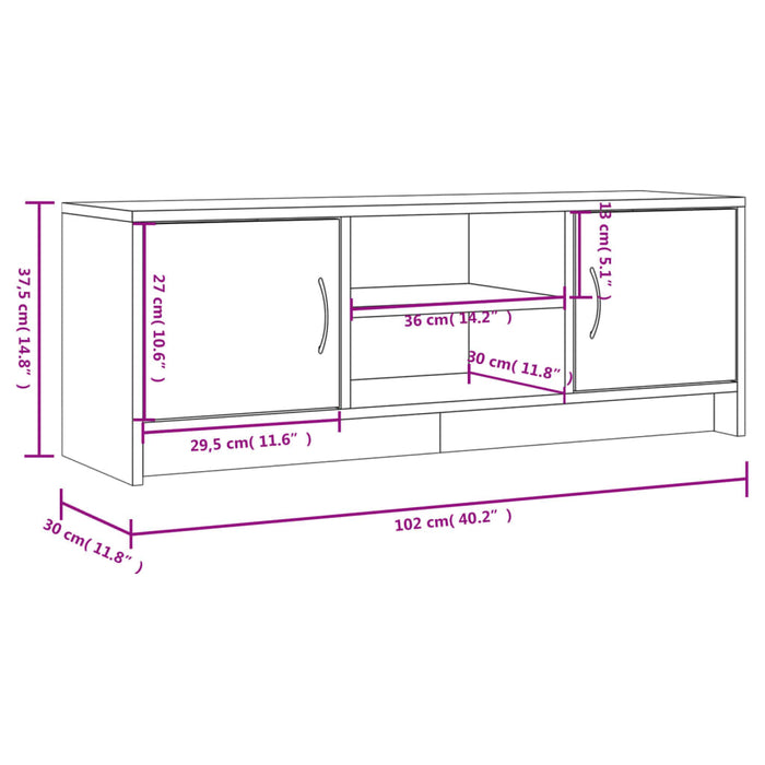 Dulap TV stejar sonoma, 102x30x37,5 cm, lemn prelucrat