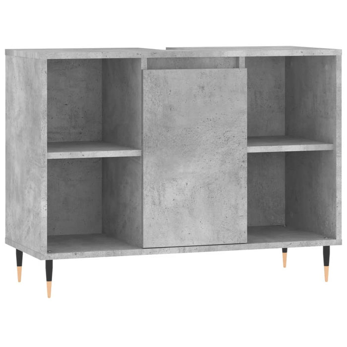 Set mobilier de baie, 3 piese, gri beton, lemn compozit