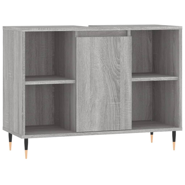 Set mobilier de baie, 3 piese, gri sonoma, lemn prelucrat