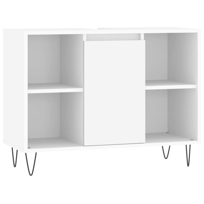 Set mobilier de baie, 3 piese, alb, lemn compozit