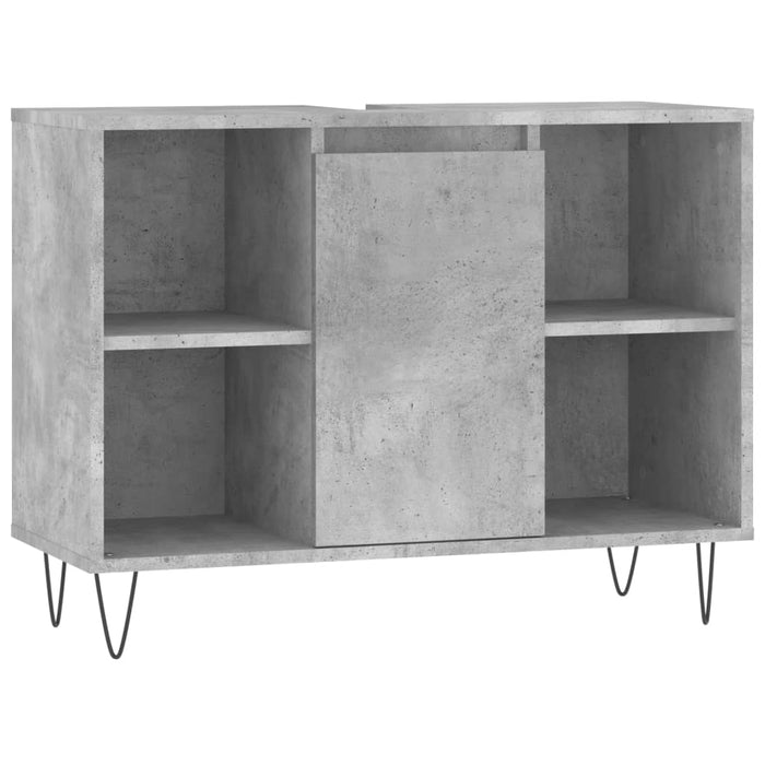 Set mobilier de baie, 3 piese, gri beton, lemn compozit