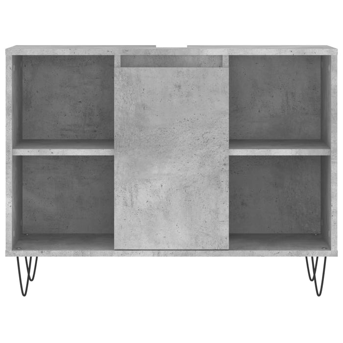 Set mobilier de baie, 3 piese, gri beton, lemn compozit