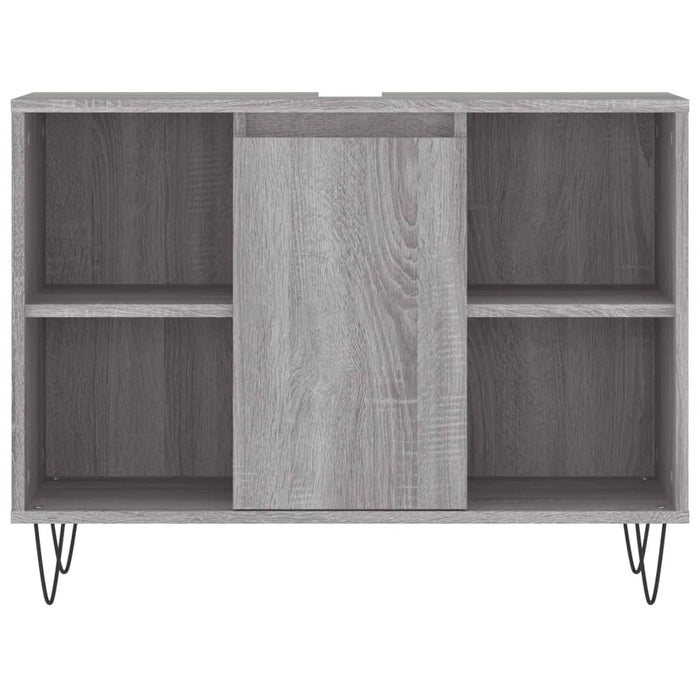 Set mobilier de baie, 3 piese, gri sonoma, lemn prelucrat