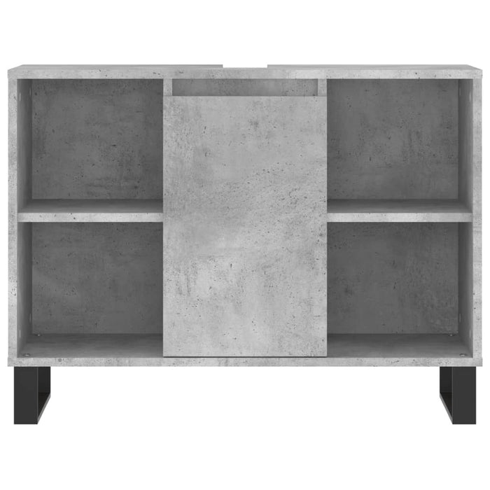 Set mobilier de baie, 3 piese, gri beton, lemn compozit