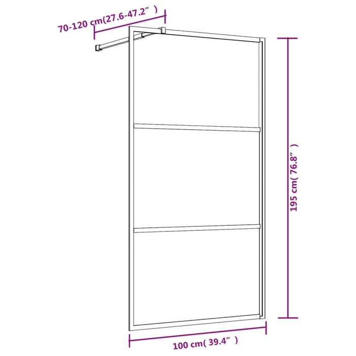 Paravan duș walk-in, auriu, 100x195 cm, sticlă ESG transparentă