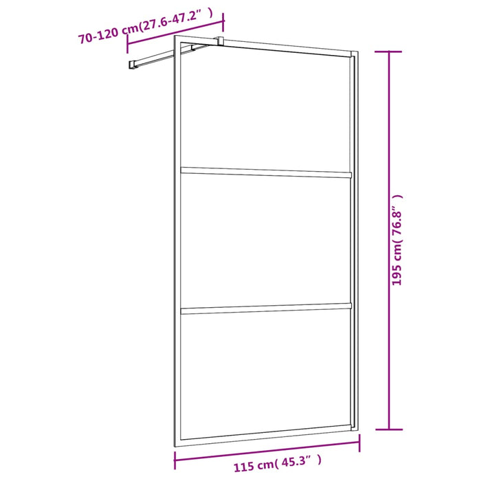 Paravan de duș walk-in auriu 115x195 cm sticlă ESG transparentă