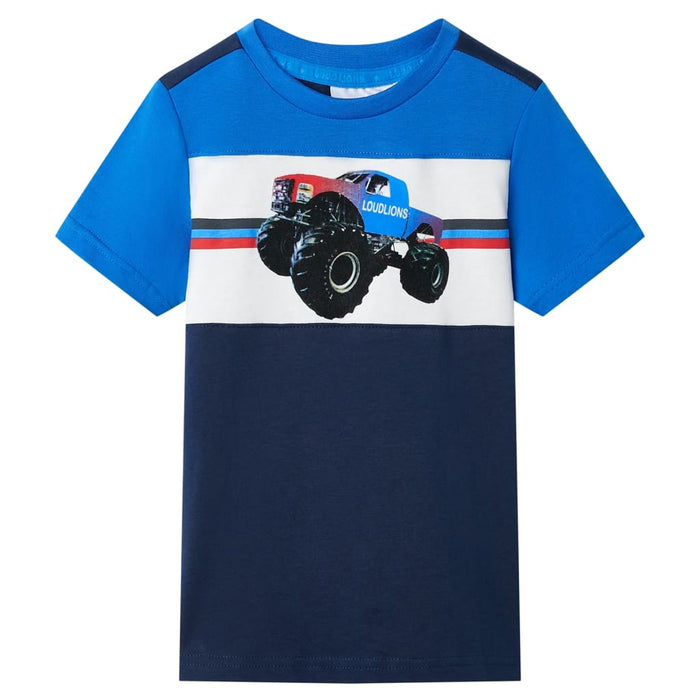 Tricou pentru copii, albastru și bleumarin, 104