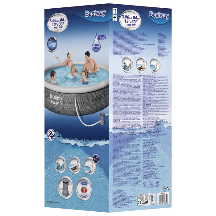 Bestway Set piscină gonflabilă Fast Set, cu pompă, 396 x 84 cm