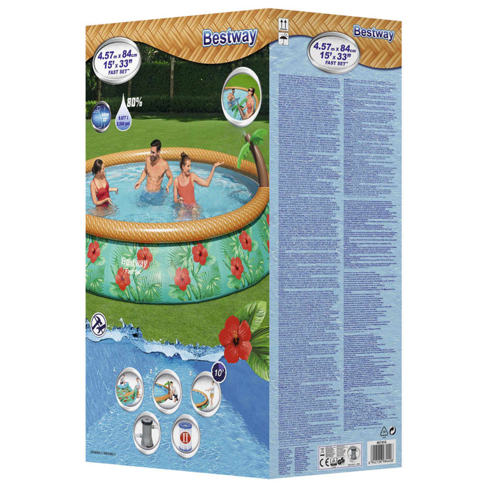 Bestway Set de piscină gonflabilă Fast Set Paradise Palms, 457x84 cm