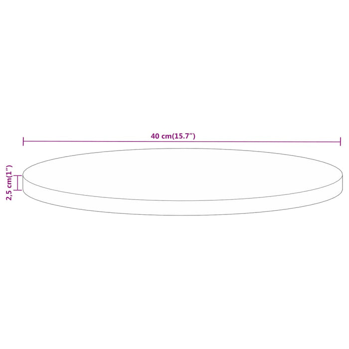 Blat de masă rotund, Ø 40x1,5 cm, lemn masiv de mango brut