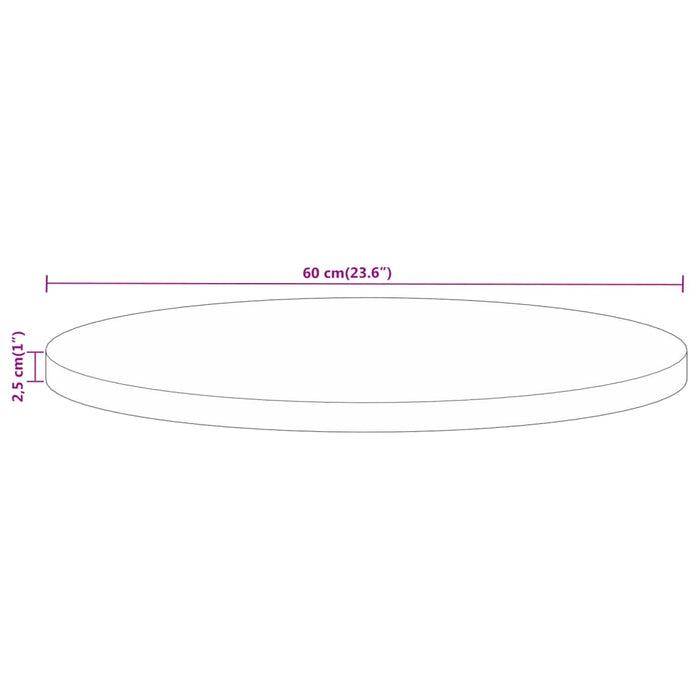 Blat de masă rotund, Ø 60x2,5 cm, lemn masiv de mango