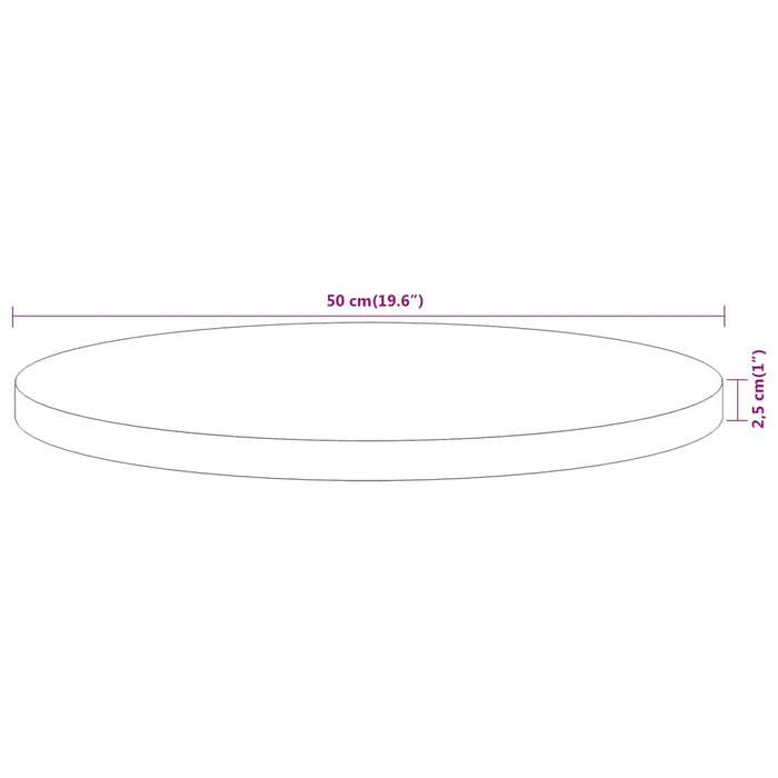 Blat de masă rotund, Ø50x2,5 cm, lemn masiv de acacia