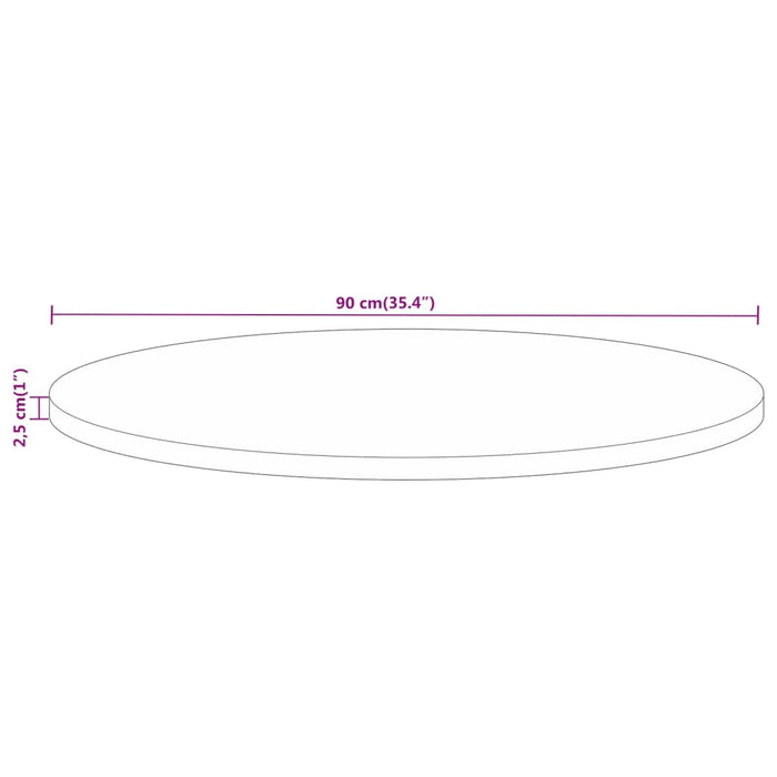 Blat de masă rotund, Ø 90x2,5 cm, lemn masiv de mango brut