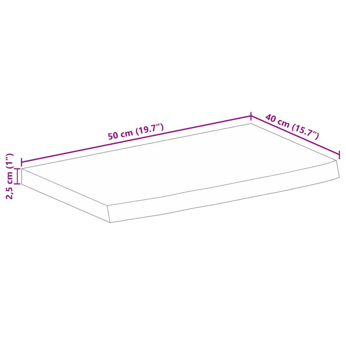 Blat de masă contur organic 50x40x2,5 cm lemn masiv de mango