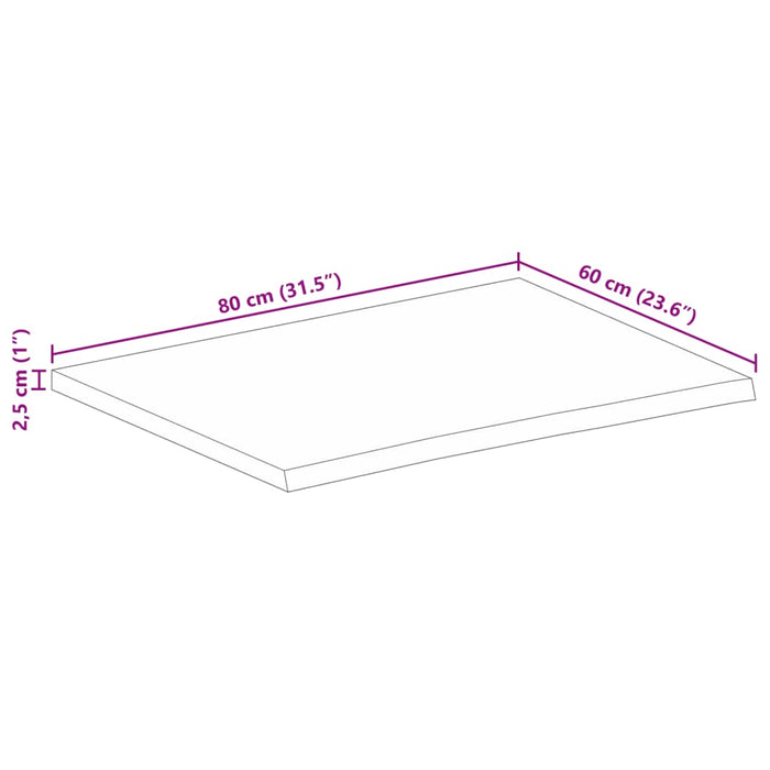 Blat de masă contur organic 80x60x2,5 cm lemn masiv de mango