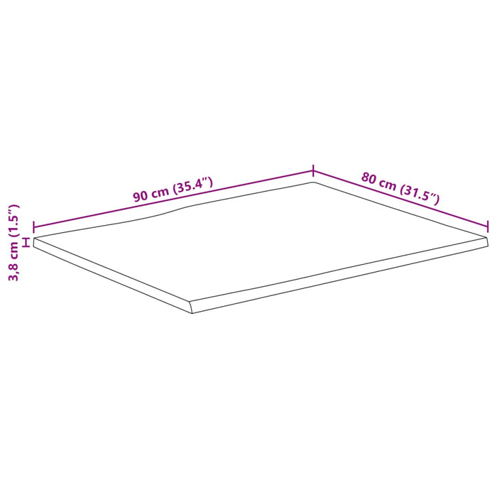 Blat masă 90x80x3,8 cm dreptunghiular lemn acacia margine vie