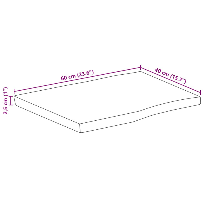 Blat de masă contur organic 60x40x2,5 cm lemn masiv mango brut