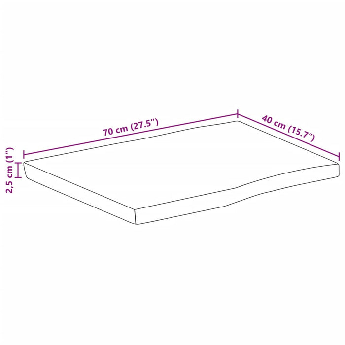 Blat de masă contur organic 70x40x2,5 cm lemn masiv mango brut