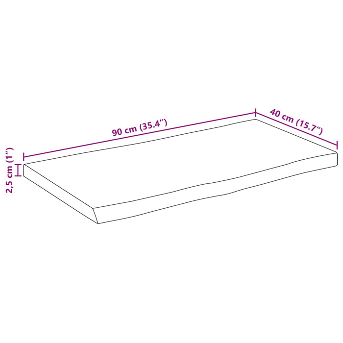 Blat de masă contur organic 90x40x2,5 cm lemn masiv mango brut