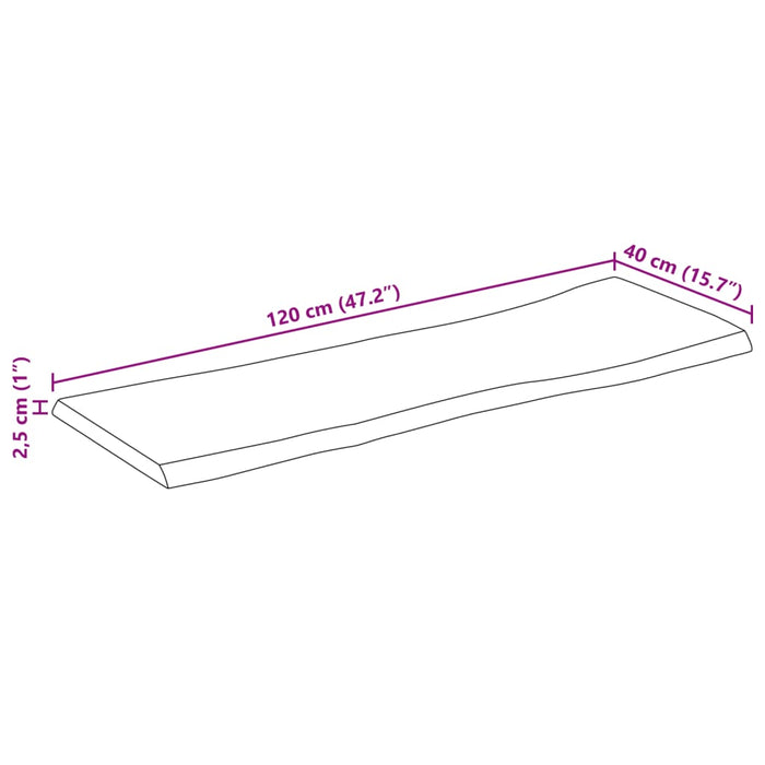 Blat de masă contur natural 120x40x2,5 cm lemn masiv mango brut