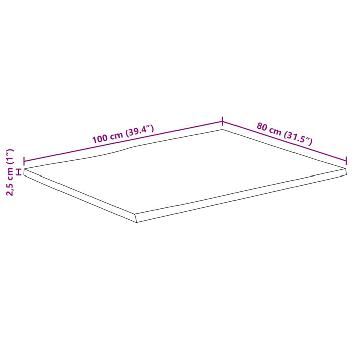 Blat de masă contur organic 100x80x2,5 cm lemn masiv mango brut