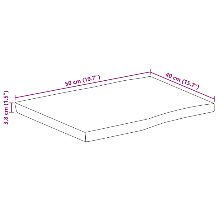 Blat de masă contur organic 50x40x3,8 cm lemn masiv mango brut