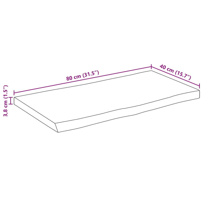 Blat de masă contur organic 80x40x3,8 cm lemn masiv mango brut