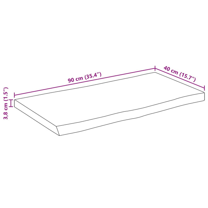 Blat de masă contur organic 90x40x3,8 cm lemn masiv mango brut