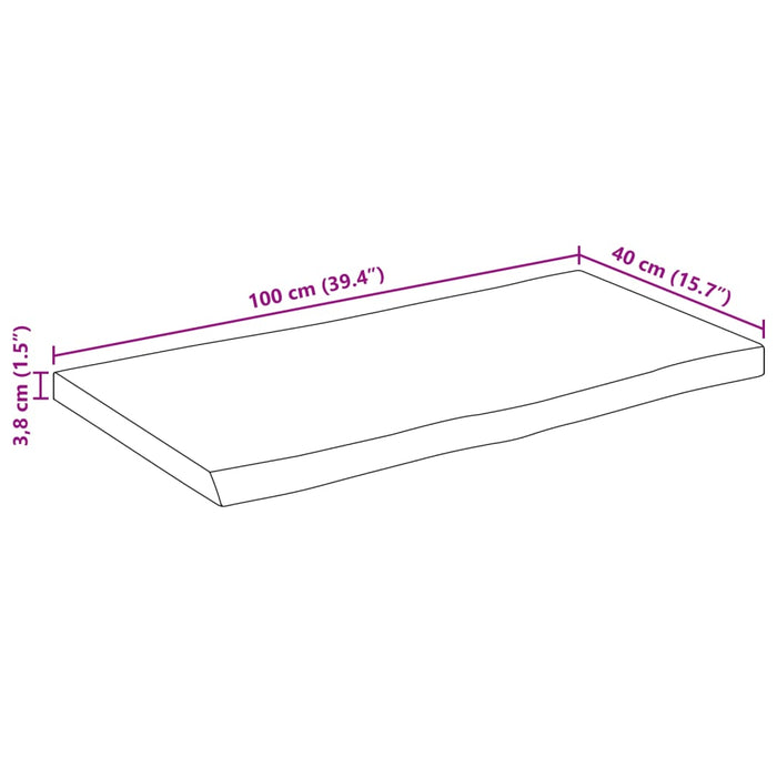 Blat de masă contur organic 100x40x3,8 cm lemn masiv mango brut