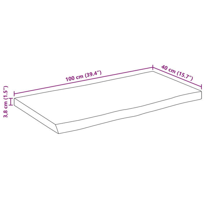 Blat masă cu margini, 100x40x3,8 cm, lemn masiv mango