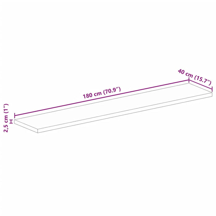 Blat masă 180x40x2,5 cm lemn solid dreptunghiular de acacia