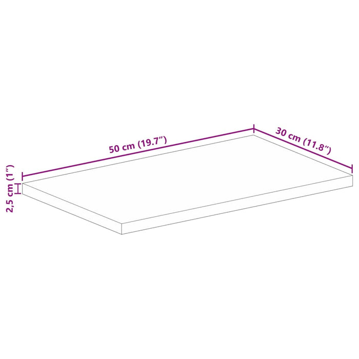 Blat masă 50x30x2,5 cm lemn masiv dreptunghiular de mango