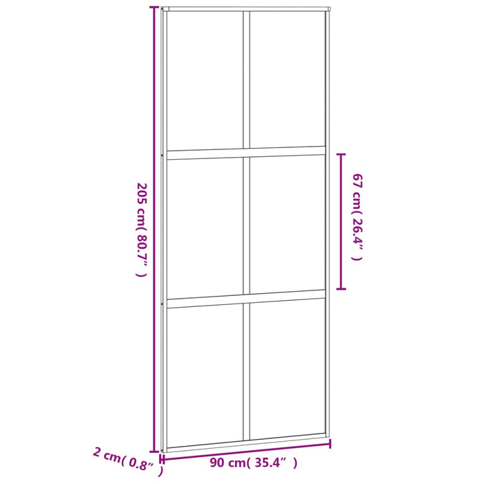 Ușă glisantă, negru, 90x205 cm, sticlă securizată și aluminiu