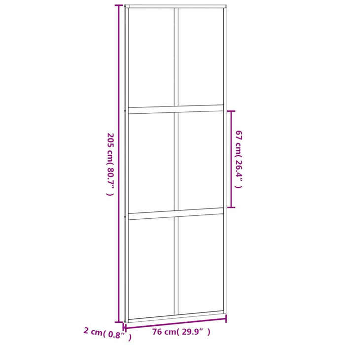 Ușă glisantă, alb, 76x205 cm, sticlă securizată/aluminiu