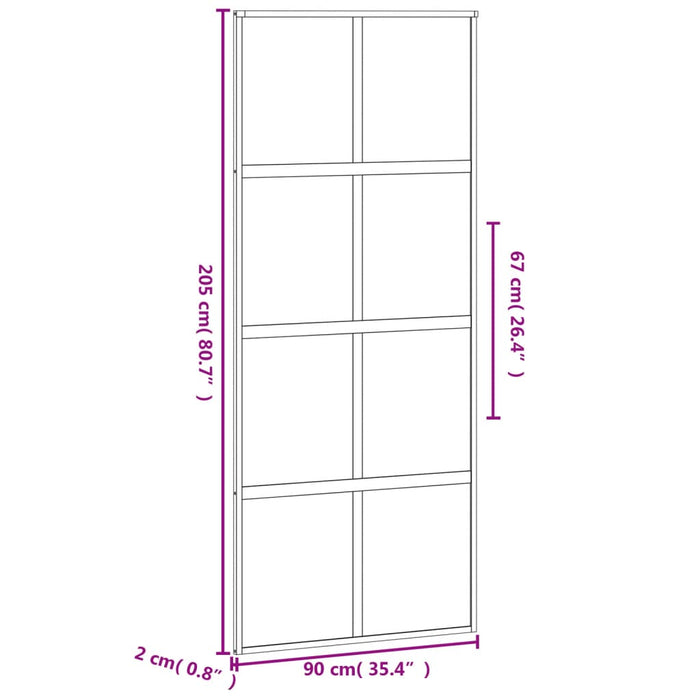 Ușă glisantă, negru, 76x205 cm, sticlă securizată și aluminiu