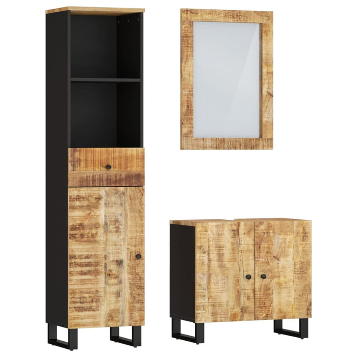 Set mobilier de baie, 3 piese, lemn masiv de mango