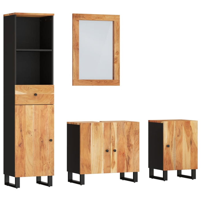 Set mobilier de baie, 4 piese, lemn masiv de acacia